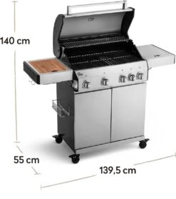 Burnhard Gas BBQ Big FRED Deluxe - 4 Branders - Incl. Keramische Infraroodbrander & Afdekhoes - Deluxe -Kwaliteitskeukenwinkel Voor Thuis 1063x1200 4