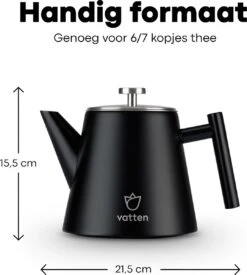 Vatten® - Premium RVS Theepot - Incl. RVS Theefilter - 1L - Zwart - Dubbelwandig -Kwaliteitskeukenwinkel Voor Thuis 1077x1200 1