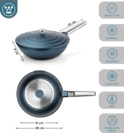Westinghouse Performance Series - Wokpan Inductie - 28cm Luxe Wok Met Deksel - Blauw - Geschikt Voor Alle Warmtebronnen -Kwaliteitskeukenwinkel Voor Thuis 1120x1200 1