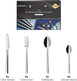 Nevana Bestekset - 24 Delig - 18/10 Edelstaal - Bestek - Lepels, Messen, Vorken -Kwaliteitskeukenwinkel Voor Thuis 1137x1200 5