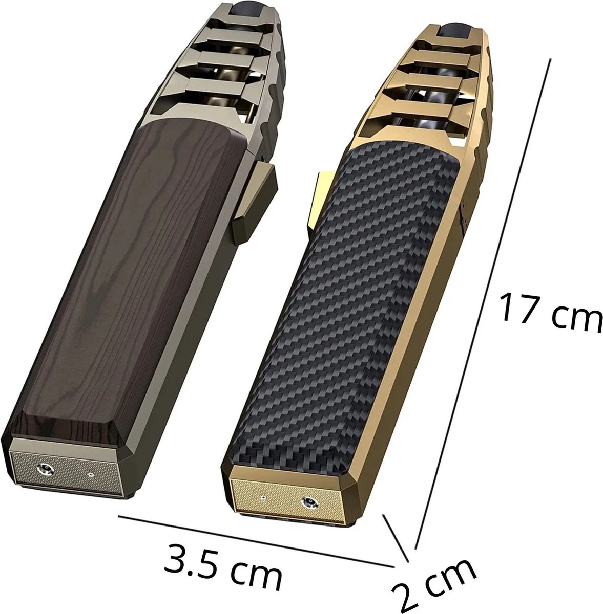 Merkloos Turbo Jetflame Aansteker - Gasbrander - Vuurwerk Torch - Crème Brûlée Brander - BBQ En Sigaren Aansteker - Windproof - Carbon Met Goudkleurige Metalen Behuizing 2 Merkloos Turbo Jetflame Aansteker - Gasbrander - Vuurwerk Torch - Crème Brûlée Brander - BBQ En Sigaren Aansteker - Windproof - Carbon Met Goudkleurige Metalen Behuizing - Afbeelding 2