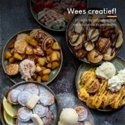 Ocina Poffertjespan – Combo Pack – 19 Poffertjes – Poffertjesmaker – Poffertjespan Inductie – Poffertjespan Electrisch – Gietijzeren Pan - Inclusief Doseerfles, Handvaten, 6x Poffertjesvorken En Invetkwast – Gratis Receptenboek -Kwaliteitskeukenwinkel Voor Thuis 1198x1200 13