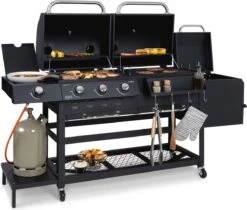 Klarstein Kingsville Double Barbecue - Houtskool- En Gasbarbecue - Smoker BBQ - Inclusief Deksels En Thermometer - Met 2 Roosters - Zwart -Kwaliteitskeukenwinkel Voor Thuis 1200x1020 1