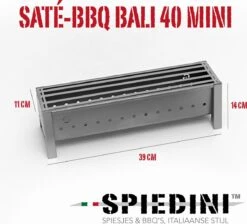 Spiedini Saté-bbq Bali 40 Mini - Kleine, Smalle Houtskoolbarbecue Met Horizontaal Rooster Voor Sate Of Andere Spiesjes - 40 Cm Lang, 11 Cm Breed, 14 Cm Hoog - Ideaal Voor Tuin- Of Open Haard, Of Balkon - Materiaal: Gealuminiseerd Ijzer -Kwaliteitskeukenwinkel Voor Thuis 1200x1086 1