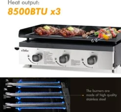 Bighorn Plancha Grill - Gasbarbecue – Tabletop – Draagbaar – 3 Branders -Kwaliteitskeukenwinkel Voor Thuis 1200x1118 2