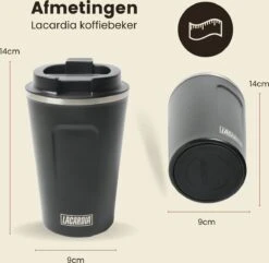 LaCardia Koffiebeker To Go Premium Zwart – Thermosbeker – Theebeker – 380ML – Herbruikbaar -Kwaliteitskeukenwinkel Voor Thuis 1200x1171