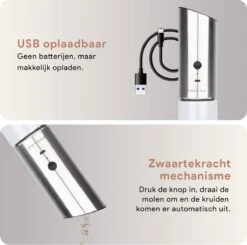 DODANA Premium Peper - & Zoutmolen Elektrisch - 1 Stuk - Pepermolen - Zoutmolen - Oplaadbaar - USB - Elektrische Pepermolen - RVS - Zwaartekracht Functie - LED Lamp - Nl Handleiding - Incl Borsteltje 11 DODANA Premium Peper - & Zoutmolen Elektrisch - 1 Stuk - Pepermolen - Zoutmolen - Oplaadbaar - USB - Elektrische Pepermolen - RVS - Zwaartekracht Functie - LED Lamp - Nl Handleiding - Incl Borsteltje -Kwaliteitskeukenwinkel Voor Thuis 1200x1192 5