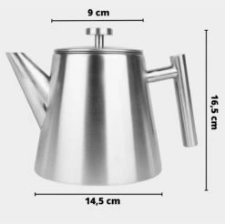 Castagnola Theepot Met Filter – Theekan – Theepot Dubbelwandig – Theepot Roestvrijstaal – Hoogwaardig RVS – 1 Liter – 5 Kopjes Thee – Zilver -Kwaliteitskeukenwinkel Voor Thuis 1200x1195 2