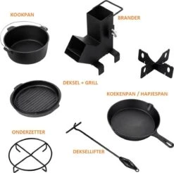 Dutch Mountains Gietijzeren Pannenset 7-delig - Dutch Oven – Braadpan - Grillpan - Hapjespan - Kookset In Houten Transportkist - Deksellifter - Brander -Kwaliteitskeukenwinkel Voor Thuis 1200x1197 3