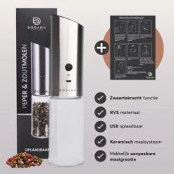 DODANA Premium Peper - & Zoutmolen Elektrisch - 1 Stuk - Pepermolen - Zoutmolen - Oplaadbaar - USB - Elektrische Pepermolen - RVS - Zwaartekracht Functie - LED Lamp - Nl Handleiding - Incl Borsteltje 10 DODANA Premium Peper - & Zoutmolen Elektrisch - 1 Stuk - Pepermolen - Zoutmolen - Oplaadbaar - USB - Elektrische Pepermolen - RVS - Zwaartekracht Functie - LED Lamp - Nl Handleiding - Incl Borsteltje -Kwaliteitskeukenwinkel Voor Thuis 1200x1199 20