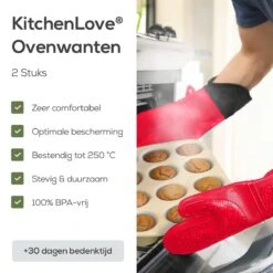 KitchenLove Ovenwanten - 2 Stuks Ovenhandschoenen - Hittebestendig Tot 250 °C - Siliconen - Rood 15 KitchenLove Ovenwanten - 2 Stuks Ovenhandschoenen - Hittebestendig Tot 250 °C - Siliconen - Rood -Kwaliteitskeukenwinkel Voor Thuis 1200x1200 1090