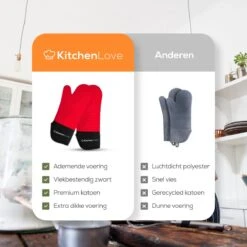 KitchenLove Ovenwanten - 2 Stuks Ovenhandschoenen - Hittebestendig Tot 250 °C - Siliconen - Rood 16 KitchenLove Ovenwanten - 2 Stuks Ovenhandschoenen - Hittebestendig Tot 250 °C - Siliconen - Rood -Kwaliteitskeukenwinkel Voor Thuis 1200x1200 1091