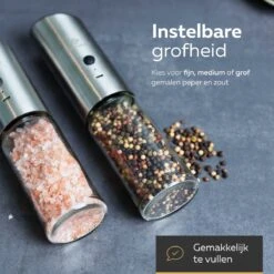 101Products Peper- & Zoutmolen Elektrisch - USB Oplaadbaar - Pepermolen - Zoutmolen - RVS -Kwaliteitskeukenwinkel Voor Thuis 1200x1200 1116