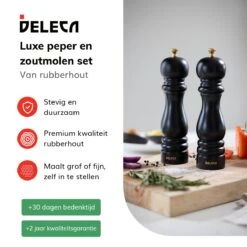Deleca Luxe Peper En Zoutmolen Set - Met Geschenkdoos - Zout / Pepermolen - Rubberhout - Zwart & Goud 15 Deleca Luxe Peper En Zoutmolen Set - Met Geschenkdoos - Zout / Pepermolen - Rubberhout - Zwart & Goud -Kwaliteitskeukenwinkel Voor Thuis 1200x1200 1176