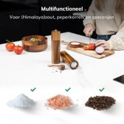 Deleca Luxe Peper En Zoutmolen Set - Zout / Pepermolen - Handmatig - Met Navul Lepel & Geschenkdoos - Acacia Hout - Rond -Kwaliteitskeukenwinkel Voor Thuis 1200x1200 1186