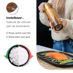 Deleca Luxe Peper En Zoutmolen Set - Zout / Pepermolen - Handmatig - Met Navul Lepel & Geschenkdoos - Acacia Hout - Rond -Kwaliteitskeukenwinkel Voor Thuis 1200x1200 1187