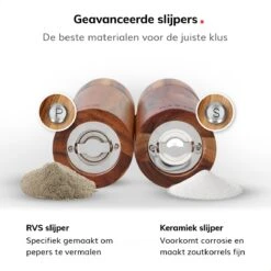 Deleca Luxe Peper En Zoutmolen Set - Zout / Pepermolen - Handmatig - Met Navul Lepel & Geschenkdoos - Acacia Hout - Rond -Kwaliteitskeukenwinkel Voor Thuis 1200x1200 1192