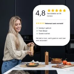 Deleca Luxe Peper En Zoutmolen Set - Zout / Pepermolen - Handmatig - Met Navul Lepel & Geschenkdoos - Acacia Hout - Rond -Kwaliteitskeukenwinkel Voor Thuis 1200x1200 1193