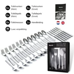 Deleca 6 Persoons Bestekset Deluxe (30-delig) - Vorken, Lepels En Messen - Vaatwasserbestendig - Gehamerd - Zilver / RVS 16 Deleca 6 Persoons Bestekset Deluxe (30-delig) - Vorken, Lepels En Messen - Vaatwasserbestendig - Gehamerd - Zilver / RVS -Kwaliteitskeukenwinkel Voor Thuis 1200x1200 1281