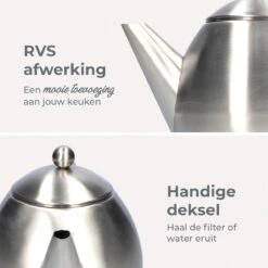 Vaja Valerie - Theepot Met Filter - Dubbelwandig - RVS - 1.2L -Kwaliteitskeukenwinkel Voor Thuis 1200x1200 150