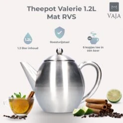 Vaja Valerie - Theepot Met Filter - Dubbelwandig - RVS - 1.2L -Kwaliteitskeukenwinkel Voor Thuis 1200x1200 154