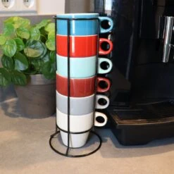 Orange85 Koffiekopjes - Met Houder - Set Van 6 - Gekleurd - 300 Ml - Keramiek -Kwaliteitskeukenwinkel Voor Thuis 1200x1200 193