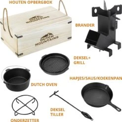 Dutch Mountains Gietijzeren Pannenset 7-delig - Dutch Oven – Braadpan - Grillpan - Hapjespan - Kookset In Houten Transportkist - Deksellifter - Brander -Kwaliteitskeukenwinkel Voor Thuis 1200x1200 277