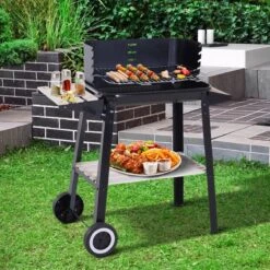 Verrijdbare Barbecue – Houtskool/Briketten - Verstelbare Grillplaat – Houten Tafel – Winscherm – Gewicht 5.9kg -Kwaliteitskeukenwinkel Voor Thuis 1200x1200 347