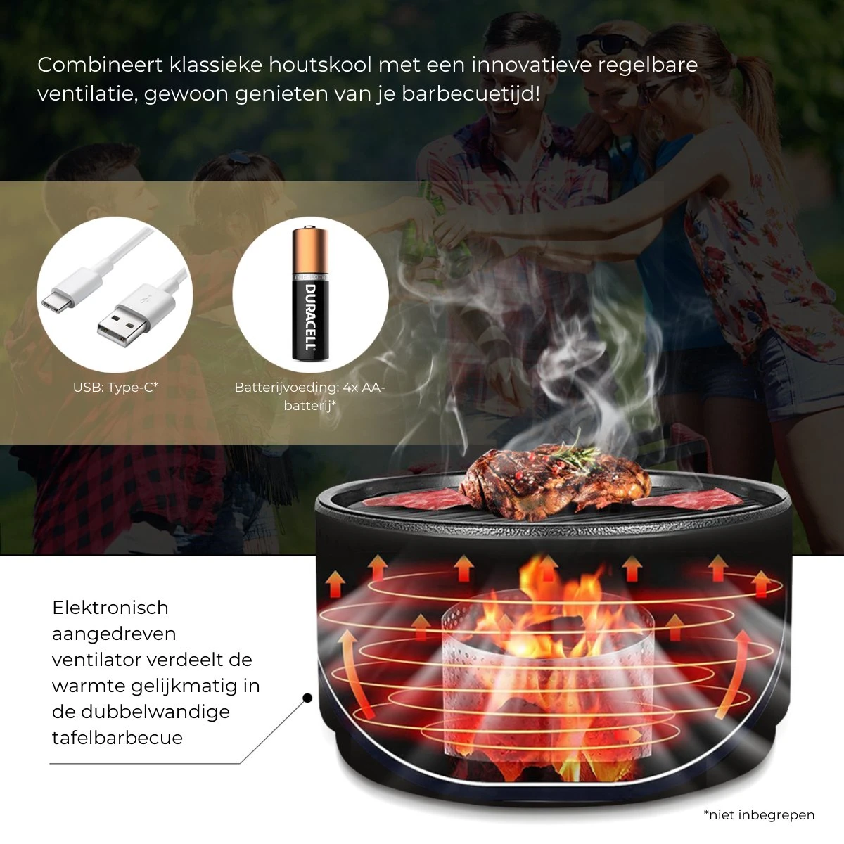 Ozocozy BBQ-ONE Houtskool Tafelbarbecue - Ø30 Cm- Zwart - Incl. Draagtas, Siliconen Bakkwast En RVS-Barbecuetang 10 Ozocozy BBQ-ONE Houtskool Tafelbarbecue - Ø30 Cm- Zwart - Incl. Draagtas, Siliconen Bakkwast En RVS-Barbecuetang - Afbeelding 10