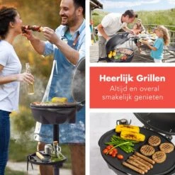 KitchenBrothers Elektrische BBQ - Met Grillplaat - Anti-aanbaklaag - Incl. Plank/Houders - Grilloppervlak 46,5x33,8cm - Tot 300°C - 2400W - Zwart -Kwaliteitskeukenwinkel Voor Thuis 1200x1200 399