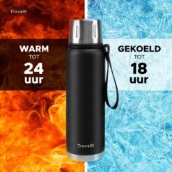 TravelR Thermosfles - Thermoskan - Drinkfles - Isoleerfles - BPA Vrij - Roestvrij Staal - 750 ML - Mat Zwart -Kwaliteitskeukenwinkel Voor Thuis 1200x1200 5
