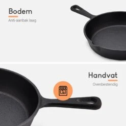 Ocina Gietijzeren Pan – Set Van 3 Stuks – ø25cm, ø19.5cm En ø16cm - Skillet - Koekenpan – Hapjespan – Koekenpan Inductie – Koekenpannenset - Gietijzeren Pan Bbq - Gietijzer - Incl. Receptenboek -Kwaliteitskeukenwinkel Voor Thuis 1200x1200 624