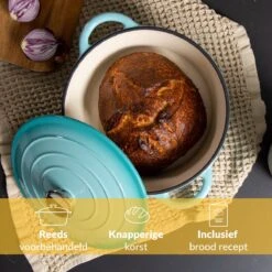 Chefarone Gietijzeren Pan - Braadpan Inclusief Deksel - Geschikt Voor Alle Warmtebronnen - Geëmailleerd Blauw -Kwaliteitskeukenwinkel Voor Thuis 1200x1200 670