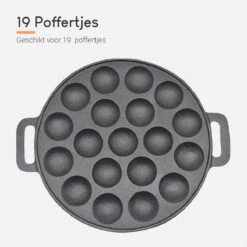 Ocina Poffertjespan – Combo Pack – 19 Poffertjes – Poffertjesmaker – Poffertjespan Inductie – Poffertjespan Electrisch – Gietijzeren Pan - Inclusief Doseerfles, Handvaten, 6x Poffertjesvorken En Invetkwast – Gratis Receptenboek -Kwaliteitskeukenwinkel Voor Thuis 1200x1200 677