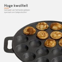 Ocina Poffertjespan – Combo Pack – 19 Poffertjes – Poffertjesmaker – Poffertjespan Inductie – Poffertjespan Electrisch – Gietijzeren Pan - Inclusief Doseerfles, Handvaten, 6x Poffertjesvorken En Invetkwast – Gratis Receptenboek -Kwaliteitskeukenwinkel Voor Thuis 1200x1200 679