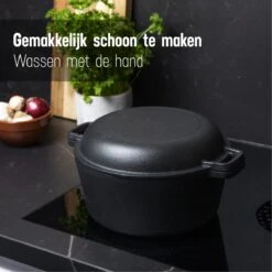 Daumonet Ducasse Gietijzeren Double Use Braadpan - Combi Sudderpan Zwart - 2-in-1 Bak- En Braadpan - PFAS & PFOA Vrij - Rond - Ø 26 Cm - 4,4 Liter - Emaille - Alle Warmtebronnen - Elektrisch - Gas - Halogeen - Inductie - Keramisch -Kwaliteitskeukenwinkel Voor Thuis 1200x1200 716