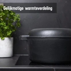 Daumonet Ducasse Gietijzeren Double Use Braadpan - Combi Sudderpan Zwart - 2-in-1 Bak- En Braadpan - PFAS & PFOA Vrij - Rond - Ø 26 Cm - 4,4 Liter - Emaille - Alle Warmtebronnen - Elektrisch - Gas - Halogeen - Inductie - Keramisch -Kwaliteitskeukenwinkel Voor Thuis 1200x1200 717