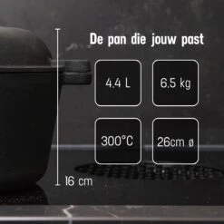 Daumonet Ducasse Gietijzeren Double Use Braadpan - Combi Sudderpan Zwart - 2-in-1 Bak- En Braadpan - PFAS & PFOA Vrij - Rond - Ø 26 Cm - 4,4 Liter - Emaille - Alle Warmtebronnen - Elektrisch - Gas - Halogeen - Inductie - Keramisch -Kwaliteitskeukenwinkel Voor Thuis 1200x1200 718