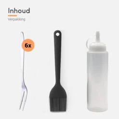 Ocina Poffertjespan Accessoires Set - Doseerfles - Poffertjes Spuitfles - 6x Poffertjes Vork - Kwast - Siliconen Kwast - Bakkwast - Gratis Poffertjes E-Book -Kwaliteitskeukenwinkel Voor Thuis 1200x1200 874