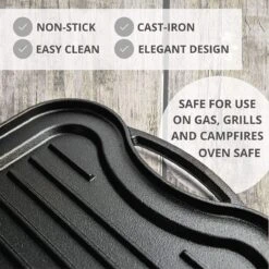 Nuovva Dubbelzijdig Gietijzeren Grillplaat - 50cm X 26cm -Kwaliteitskeukenwinkel Voor Thuis 1200x1200 921