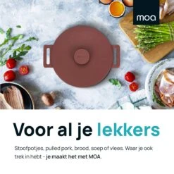 MOA Gietijzeren Braadpan - Inhoud 4,75 Liter - 26CM - Rond - Alle Warmtebronnen - Ook Voor Inductie - Gewicht 5,8 Kg - Bordeaux Rood - MC26BR -Kwaliteitskeukenwinkel Voor Thuis 1200x1200 962
