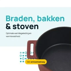 MOA Gietijzeren Braadpan - Inhoud 4,75 Liter - 26CM - Rond - Alle Warmtebronnen - Ook Voor Inductie - Gewicht 5,8 Kg - Bordeaux Rood - MC26BR -Kwaliteitskeukenwinkel Voor Thuis 1200x1200 963