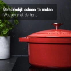 Daumonet Carême Rouge Gietijzeren Braadpan - Sudderpan Kersen Rood - Rond - Ø26 Cm - 4,4 Liter - PFAS & PFOA Vrij - Emaille - Geschikt Voor Alle Warmtebronnen - Elektrisch - Gas - Halogeen - Inductie - Keramisch - Vaatwasserbestendig -Kwaliteitskeukenwinkel Voor Thuis 1200x1200 977