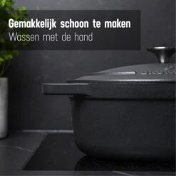 Gietijzeren Braadpan - Sudderpan Zwart Van Daumonet - Ovaal - Ø 29 Cm - 3 Liter - 100% PFAS & PFOA Vrij - Emaille - Geschikt Voor Alle Warmtebronnen - Elektrisch - Gas - Halogeen - Inductie - Keramisch - Vaatwasserbestendig -Kwaliteitskeukenwinkel Voor Thuis 1200x1200 985