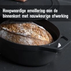 Gietijzeren Braadpan - Sudderpan Zwart Van Daumonet - Ovaal - Ø 29 Cm - 3 Liter - 100% PFAS & PFOA Vrij - Emaille - Geschikt Voor Alle Warmtebronnen - Elektrisch - Gas - Halogeen - Inductie - Keramisch - Vaatwasserbestendig -Kwaliteitskeukenwinkel Voor Thuis 1200x1200 988