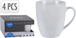 Excellent Houseware Set Van 4x Stuks Bekers/mokken Wit 380 Ml Van Porselein - Melkbekers -Kwaliteitskeukenwinkel Voor Thuis 1200x612
