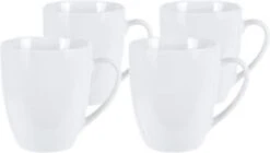 Excellent Houseware Set Van 4x Stuks Bekers/mokken Wit 380 Ml Van Porselein - Melkbekers -Kwaliteitskeukenwinkel Voor Thuis 1200x682