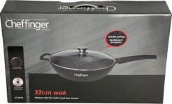 Cheffinger Wokpan Met Deksel - 32cm - Zwart - Pan - Keukenaccessoires -Kwaliteitskeukenwinkel Voor Thuis 1200x730