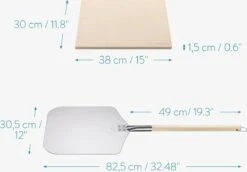 Navaris Pizzasteen XL Voor Oven En Barbecue - Rechthoekige Pizzaplaat 38 X 30 Cm - Inclusief Pizzaschep Met Extra Lang Handvat En Receptenboek -Kwaliteitskeukenwinkel Voor Thuis 1200x834