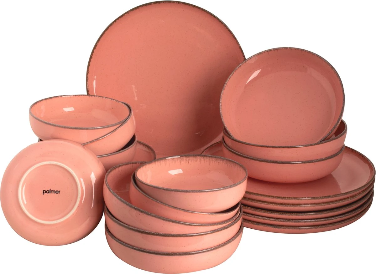 Palmer Serviesset Antigo Porselein 6-persoons 24-delig Roze 1 Palmer Serviesset Antigo Porselein 6-persoons 24-delig Roze